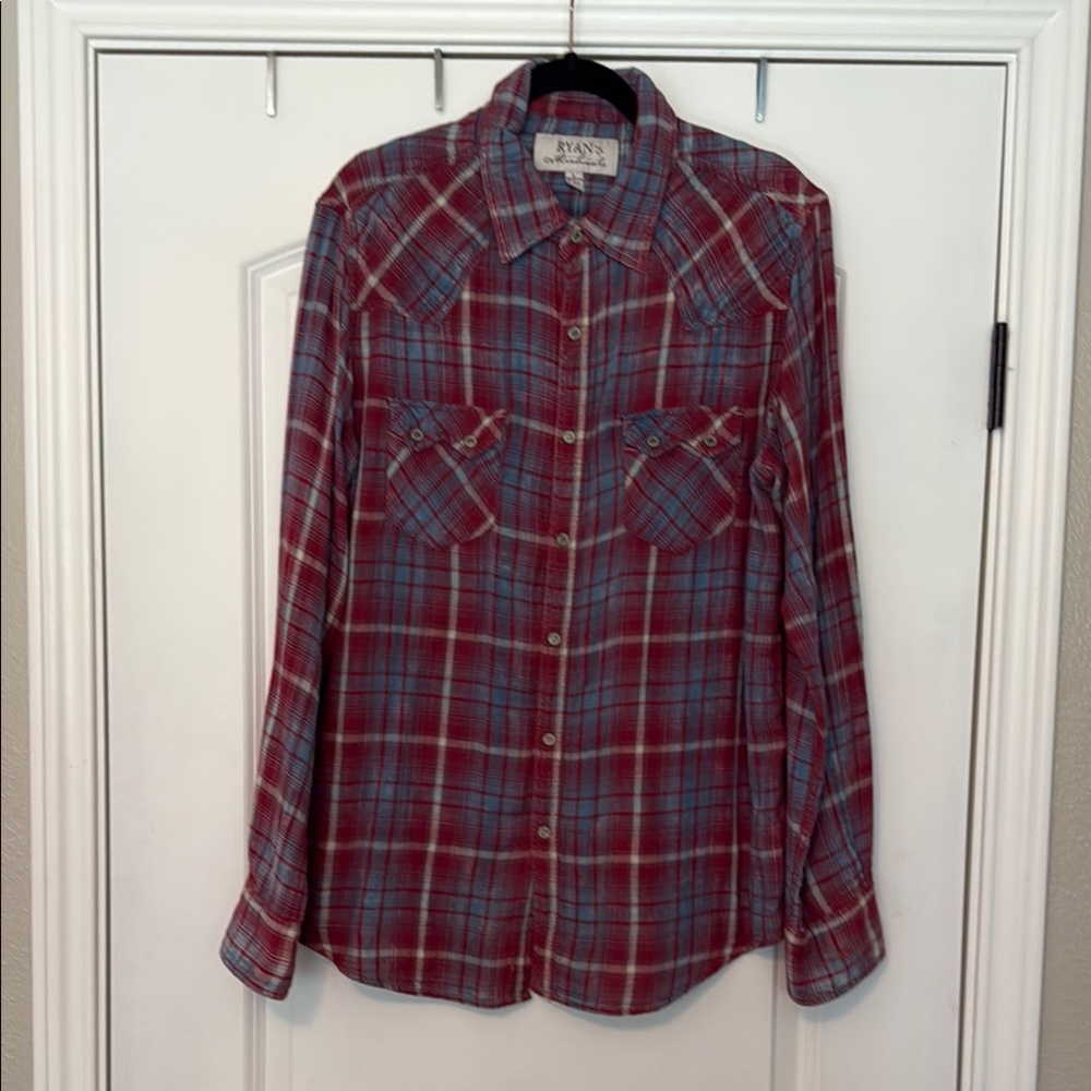 Ryan Michael Cotton Plaid Button-Up Shirt